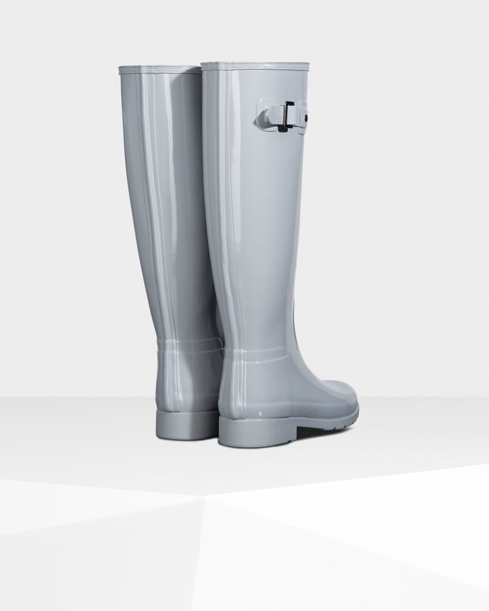 Womens Hunter Tall Rain Boots Light Grey - Refined Slim Fit Gloss - 8029137-BL